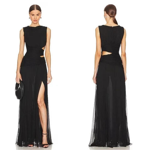 Shona Joy | Dresses | Shona Joy Claude Black Cutout Side Split Ruched Maxi  Dress Size Nwt 480 Msrp | Poshmark
